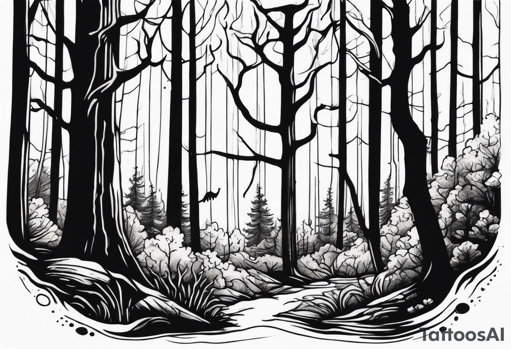 Haunted forest tattoo idea