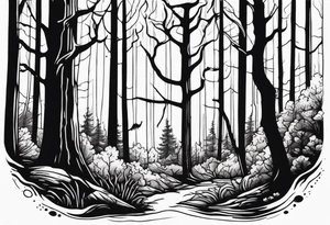 Haunted forest tattoo idea