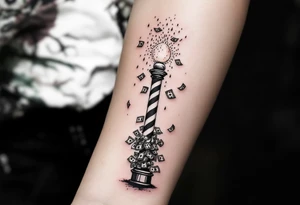 Barber pole with raining money tattoo idea