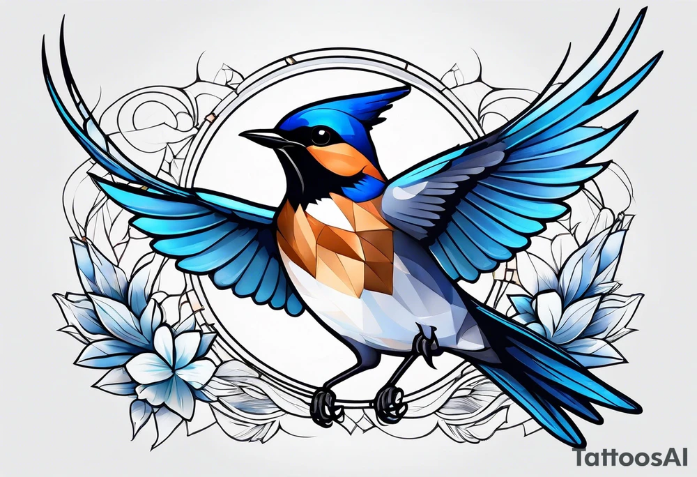 Swallow birds and blue jays flying tattoo idea