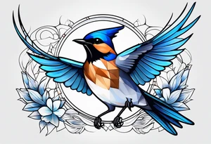 Swallow birds and blue jays flying tattoo idea