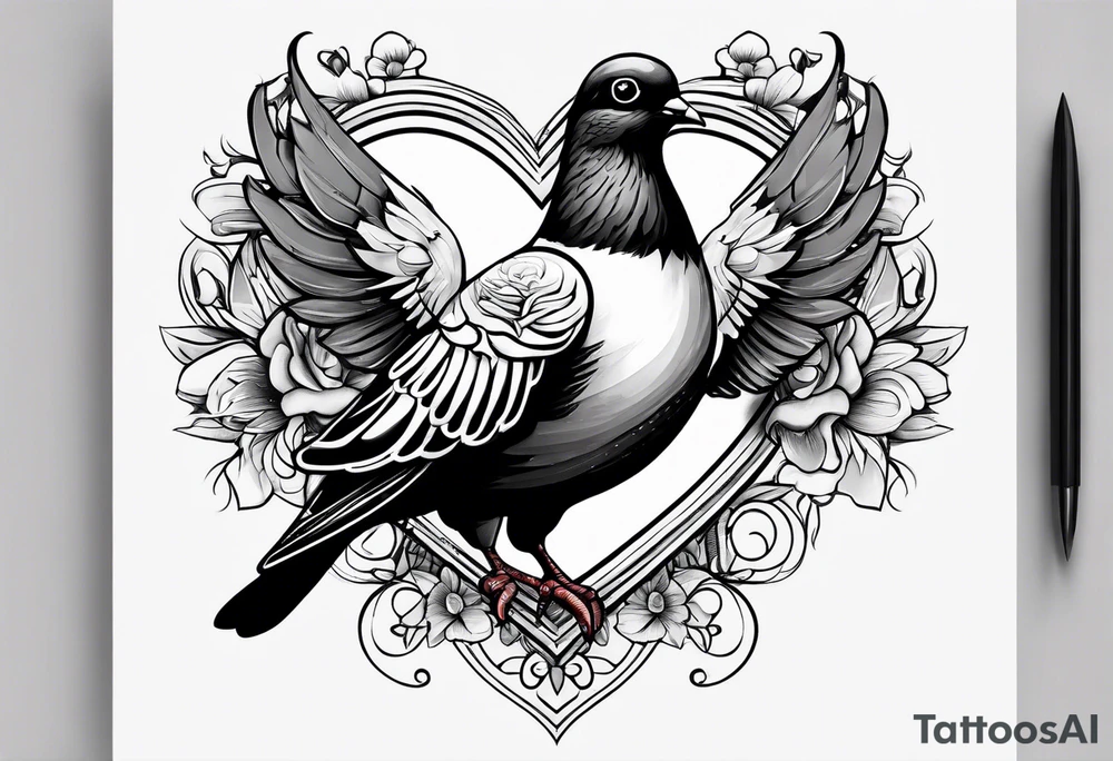 Pigeon  with black hole in the heart tattoo idea