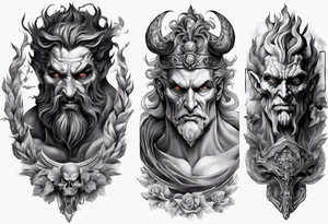 GREEK GOD hades
ARM SLEEVE 
REALISTIC tattoo idea