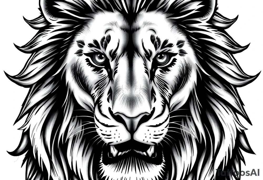 powerful majestic lion, close-up tattoo idea
