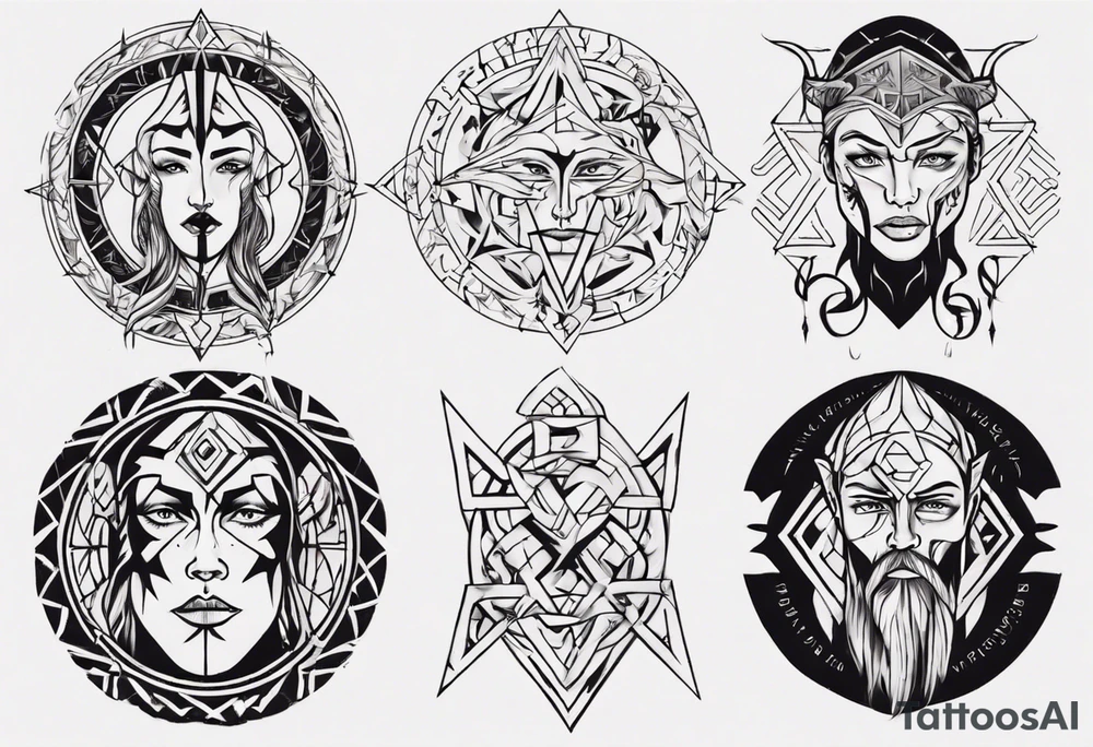 nordic face with rune tattoo idea