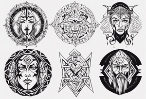 nordic face with rune tattoo idea