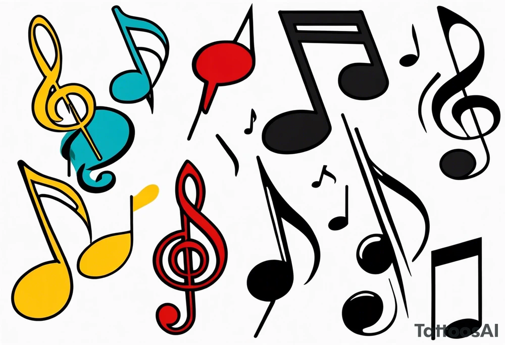 Music notes where the notes are attached to dancing heads tattoo idea Music notes where the notes are attached to dancing heads tattoo idea