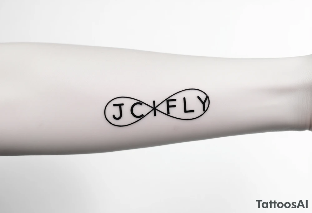A small tattoo to go on my inner forearm with the letters JCIFLY in an infinity symbol shape and a bit abstract tattoo idea