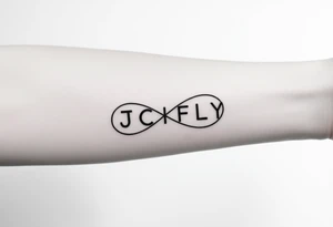 A small tattoo to go on my inner forearm with the letters JCIFLY in an infinity symbol shape and a bit abstract tattoo idea