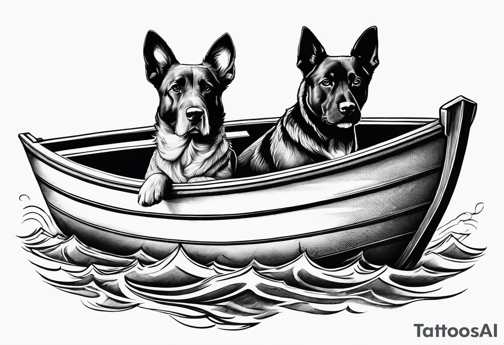 two dogs in a boat tattoo idea