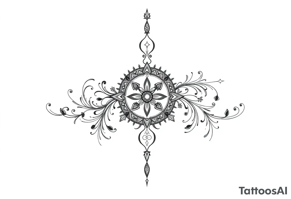 mytical shaman style ornametn with ancient rhyme tattoo idea