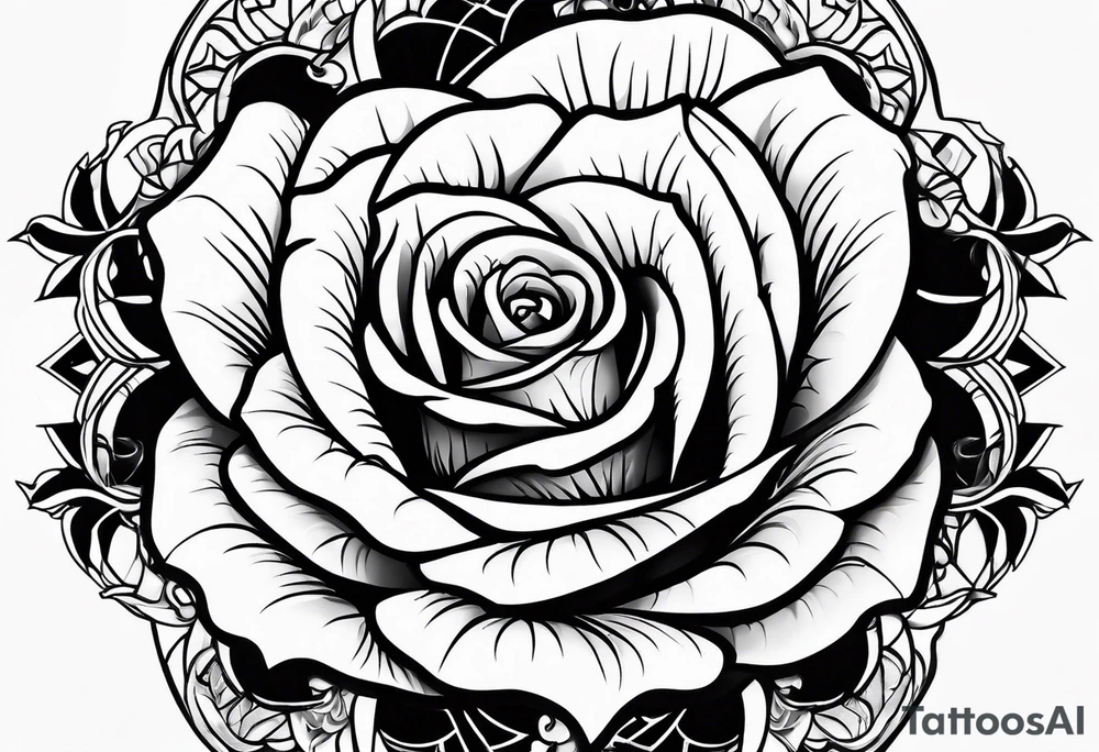 Rose in vampire teeth tattoo idea