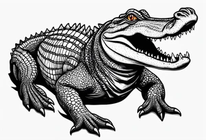 Full body alligator with straight tail top view tattoo idea