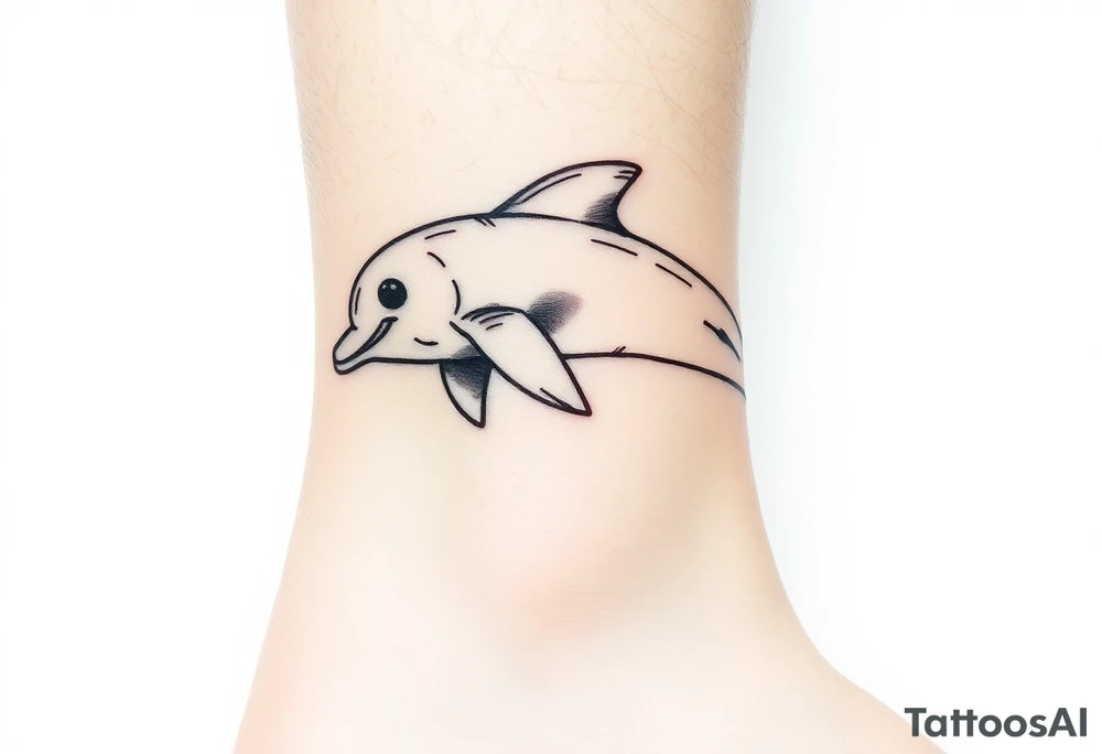 Cartoon dolphin on the ankle tattoo idea