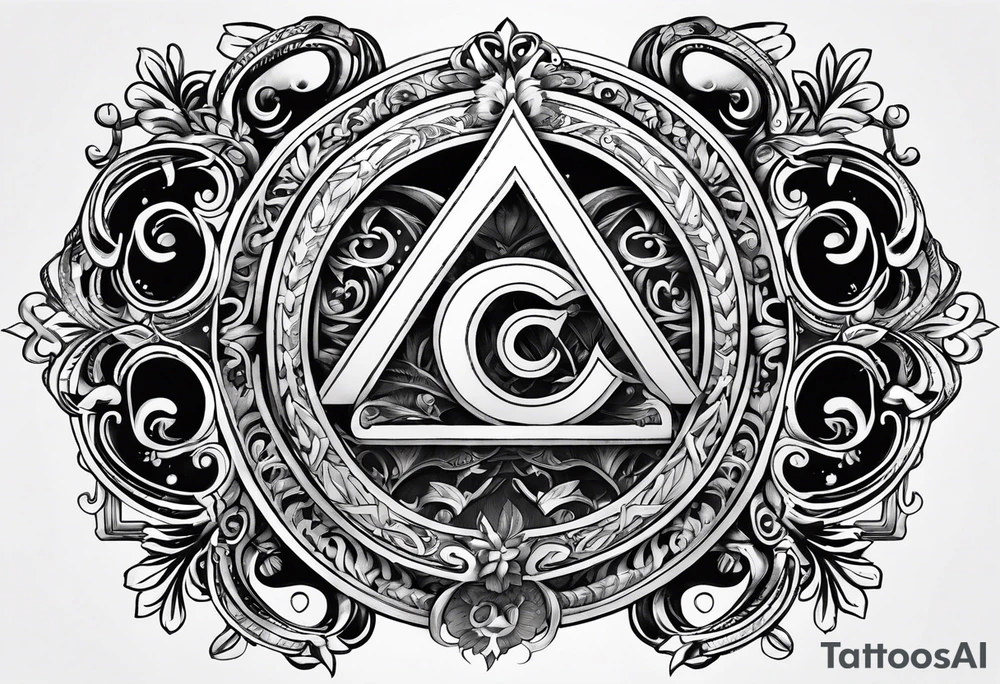 Greek Capital Letter Omega symbol black magic style tattoo idea