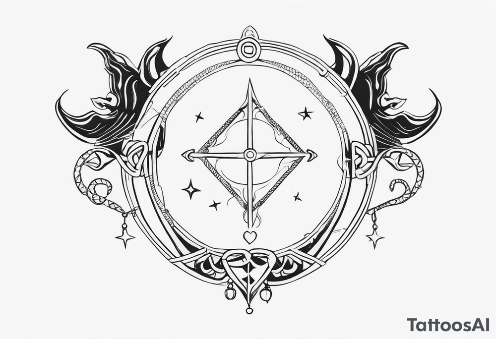 chain of zodiac symbols of sagitarius, aquarius tattoo idea