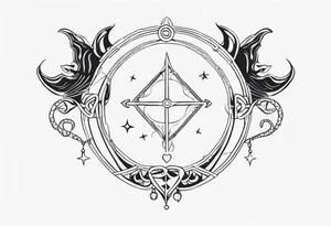 chain of zodiac symbols of sagitarius, aquarius tattoo idea