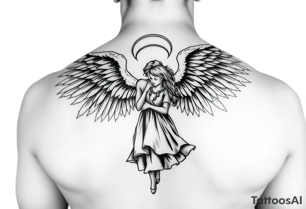 Angel watching over daughter in military tattoo idea