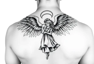 Angel watching over daughter in military tattoo idea