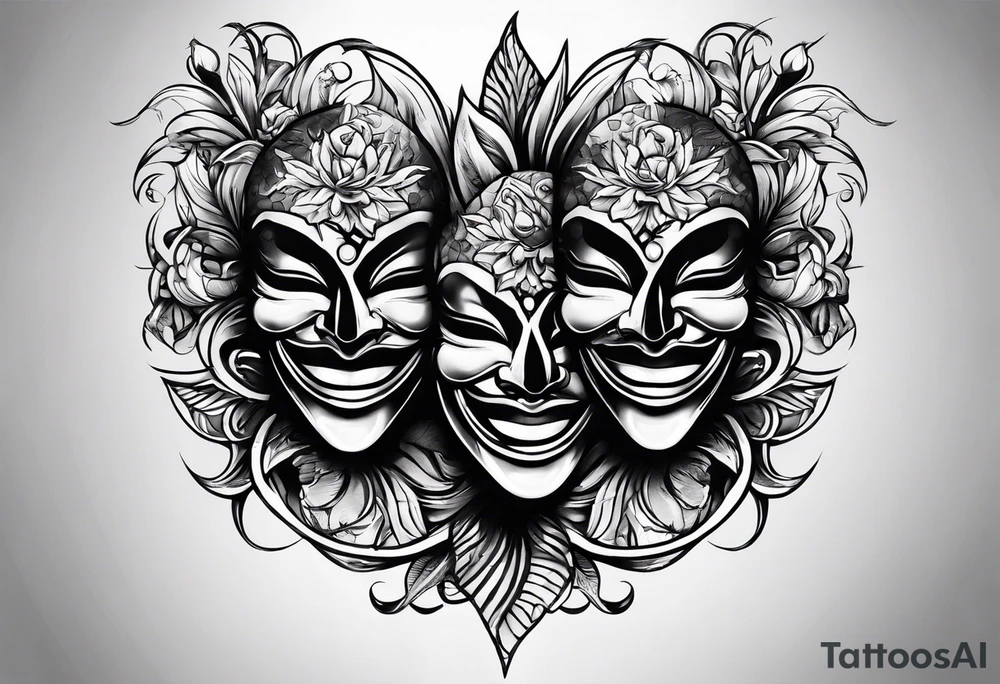 cool Tattoo Drama two Mask laugh and cry tattoo idea