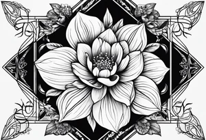 geometric, flowers, leaves tattoo idea