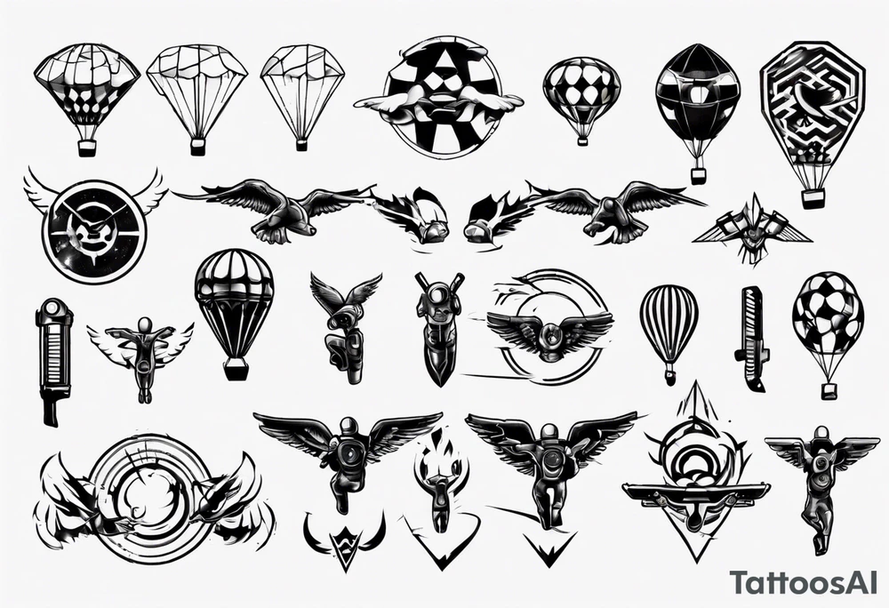 skydiving and shooting guns tattoo idea