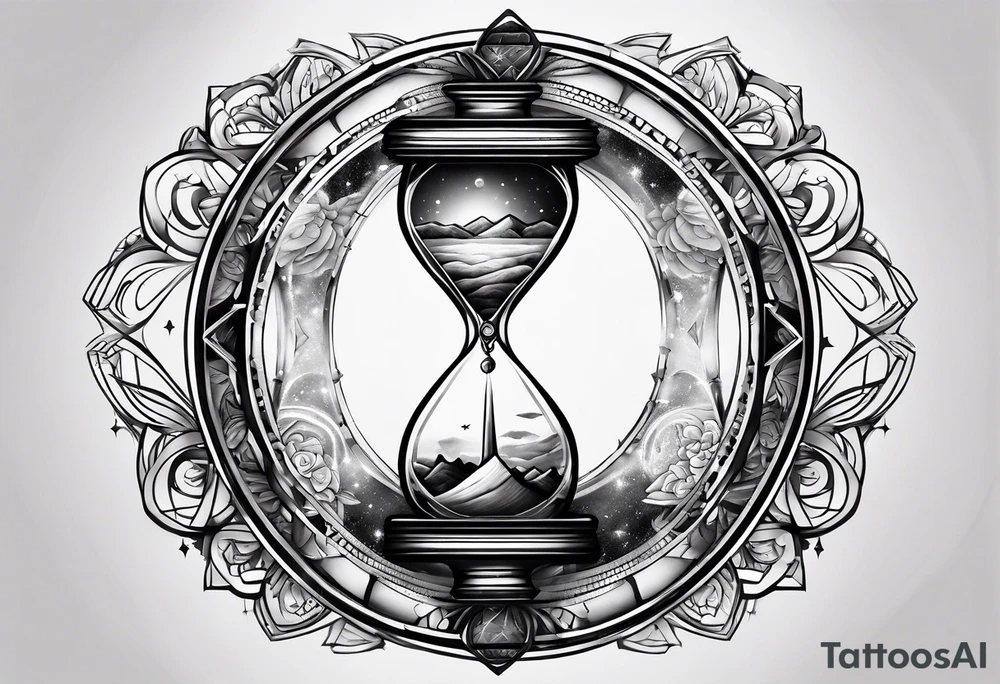 a galaxy inside an hourglass tattoo idea