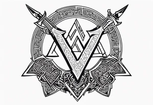 Valhalla sword shield dragon axe Valknut helm of awe tattoo idea