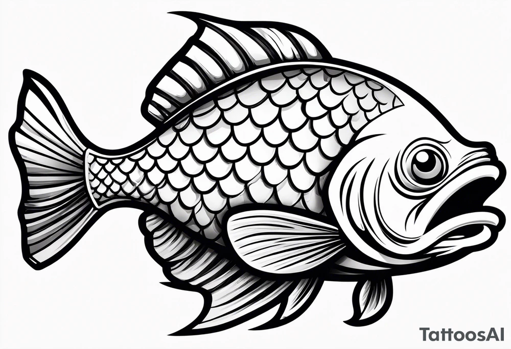 Cartoon fish with a mean face tattoo idea