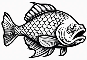 Cartoon fish with a mean face tattoo idea