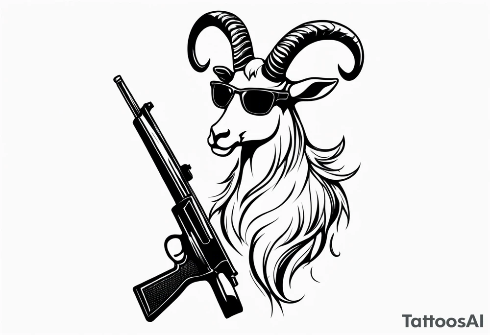 capricorn with sunglasses and shotgun tattoo idea
