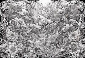 heaven and hell with angels and demons arm sleeve tattoo idea