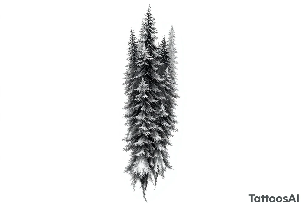 Coniferous forest tattoo sleeve black and grey tattoo idea
