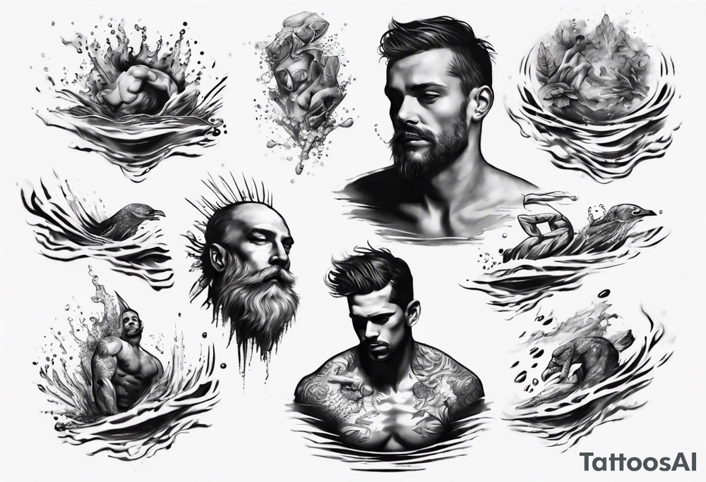 man swimming, no details tattoo idea