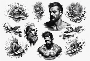 man swimming, no details tattoo idea