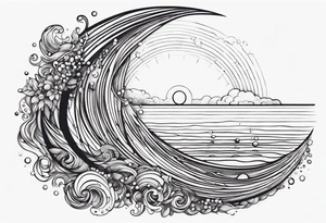 Water element with half a sun, some water dots, tattoo idea