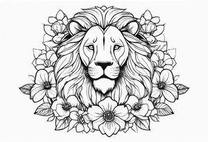 Lion with flowers tattoo idea