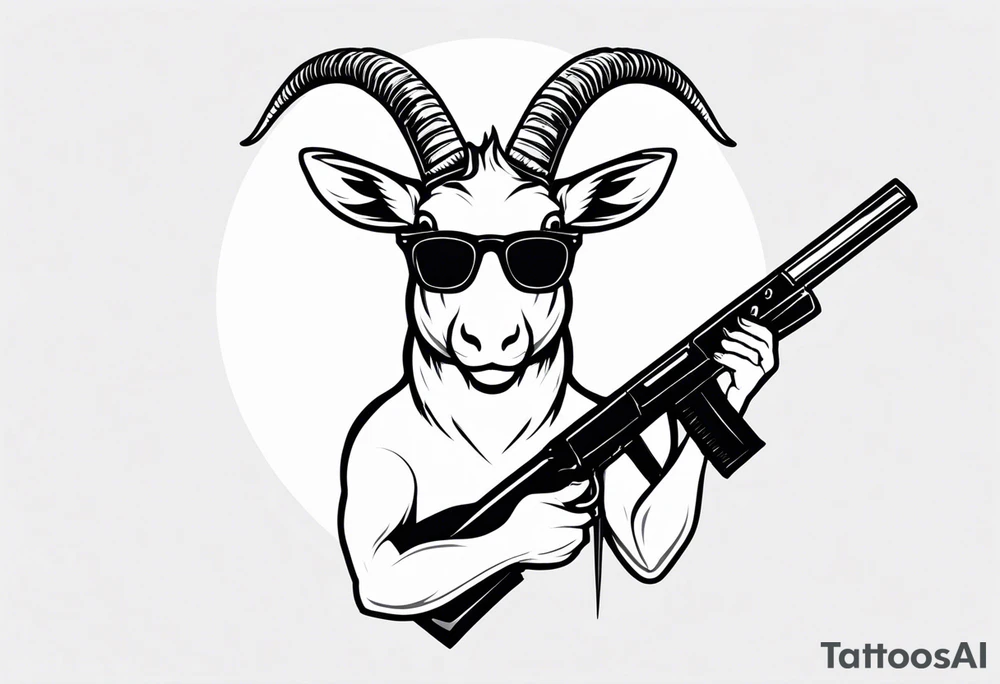 capricorn with sunglasses holding a shotgun tattoo idea