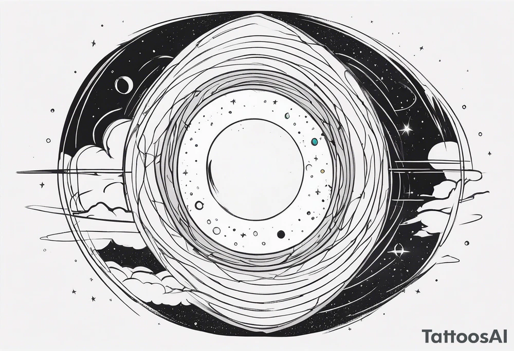 Fine line Black hole event horizon tattoo idea