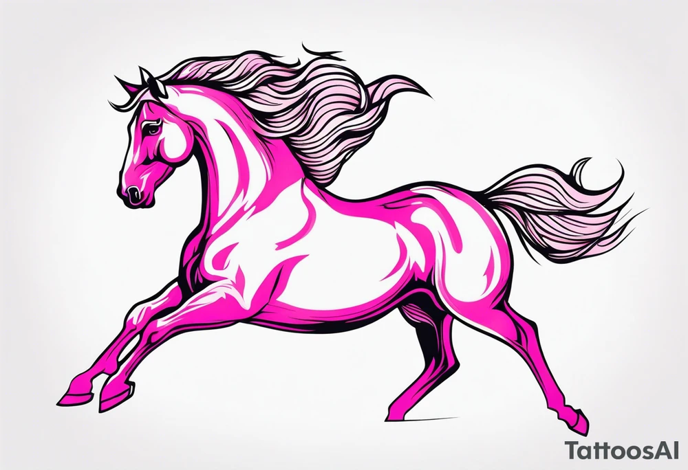 Turn pink ribbon into bucking horse tattoo idea