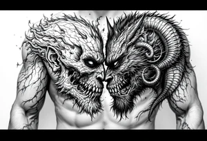 2 different worlds on each side of a black hold tattoo idea