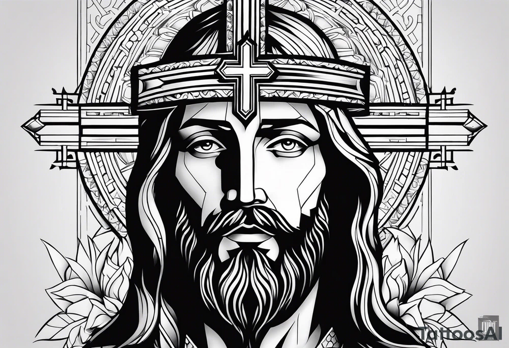jesus olhando pra cima na cruz tattoo idea