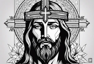jesus olhando pra cima na cruz tattoo idea