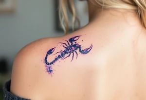 The Scorpius uder its star constellation slashes across the night sky like a violet scorpion tail ready to strike tattoo idea