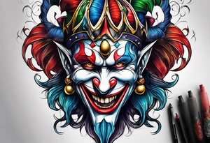 Split-faced
 jester tattoo idea