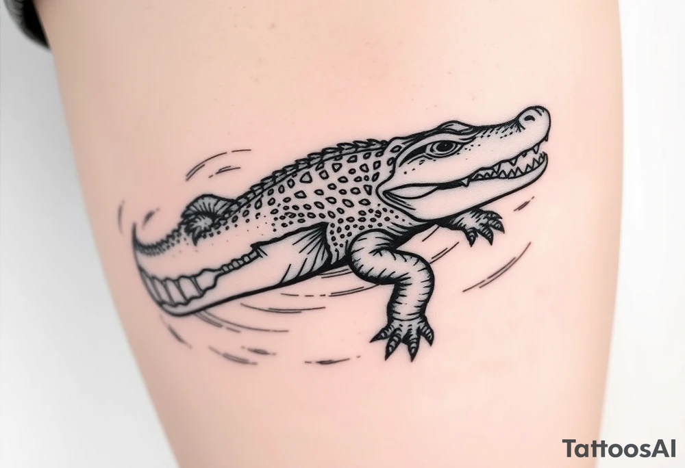 crocodile swimming in water tattoo idea
