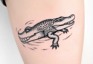 crocodile swimming in water tattoo idea