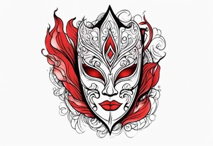 Male masquerade mask with red smoke tattoo idea