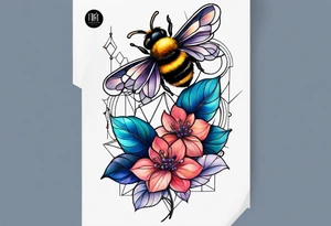 Small tattoo. There’s a hydrangea and a bee but they are not touching. The bee is small and to the left of the hydrangea. tattoo idea
