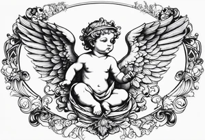 renaissance style cherub full body tattoo idea